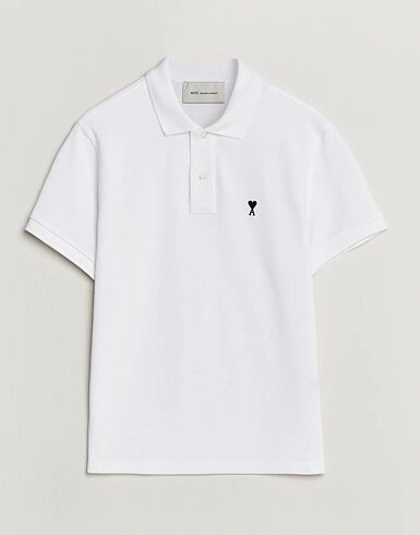 AMI Contrast Heart Logo Polo White AMI Contrast Heart Logo Polo White