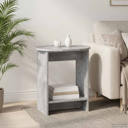 vidaXL Sidetabell Betonggrå 50 x 39,5 x 55 cm Konstruert tre