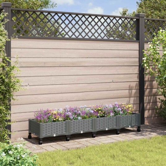 vidaXL Hagekrukke med hjul Lysegrå 160 x 40 x 33 cm PP