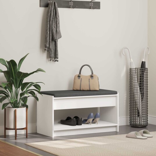 vidaXL Gangbenk Hvit 83 x 38 x 45 cm Konstruert treverk og stoff