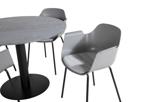 Venture Home Estelle Matgruppe 106 cm Rund med 4 Comfort stoler Sort