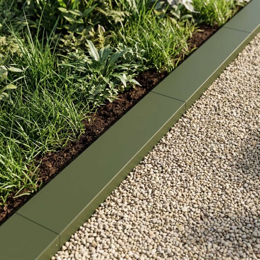vidaXL Kantprofil til hage 2 stk. 100 x 20 x 5 cm Stål Olivengrønn