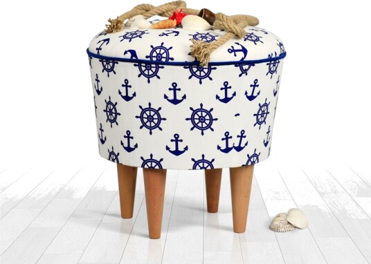 Pradera Sittepuff 42 cm Hvit/Blå