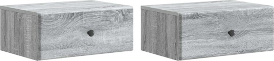 Vegghengt Nattbord med skuff 2 pcs Grå sonoma 49 x 34,5 x 20 cm