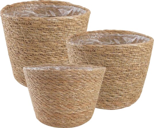 vidaXL Sjøgress plantekurver 3 pcs Naturlig Ø26 x 19 cm 100% sjøgress