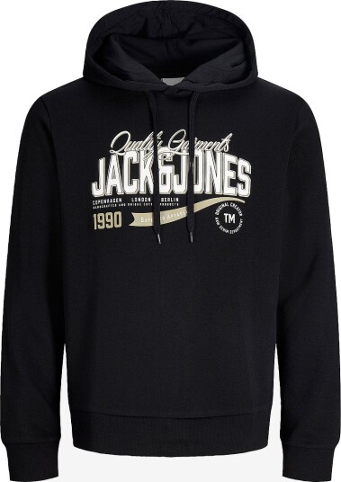 Jack & Jones Plus Hettegenser Jjelogo Sweat Hood 2 Col Aw26 Sn Pl Svart