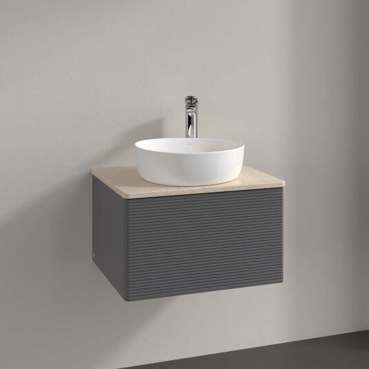 Villeroy & Boch Antao Servantskap med 1 skuff 60x50x36 cm m/lys Antrasitt/Crème Villeroy & Boch Antao Servantskap med 1 skuff 60x50x36 cm m/lys Antrasitt/Crème