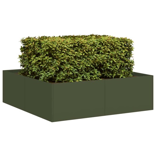 Plantekasse olivengrønn 100x100x30 cm stål