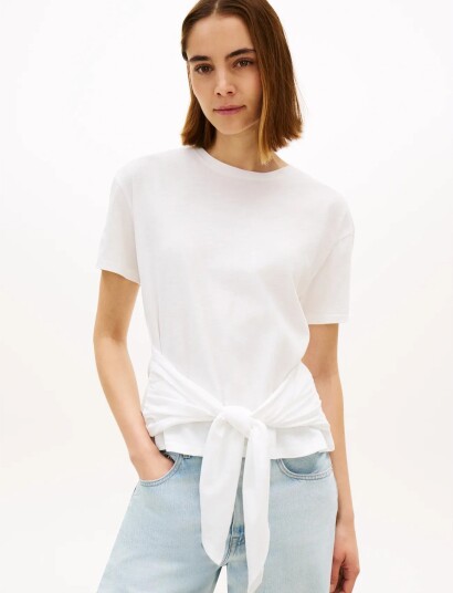 Tommy Hilfiger Co Slub Knot Ss Tee White XXS