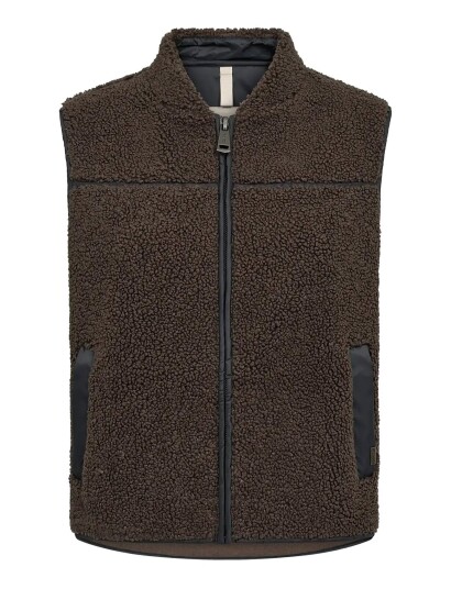 MOS MOSH Mmrowe Teddy Waistcoat Brown XS MOS MOSH Mmrowe Teddy Waistcoat Brown XS