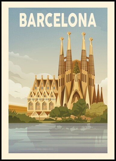 Barcelona Travel Print Plakat Plakat / 50x70cm