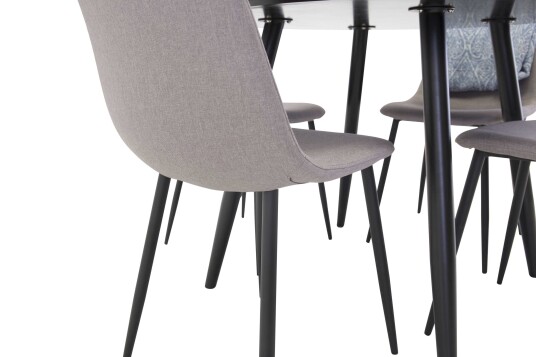 Venture Design Plaza & Polar spisegruppe Svart/grå 4 st stoler & bord 100 cm