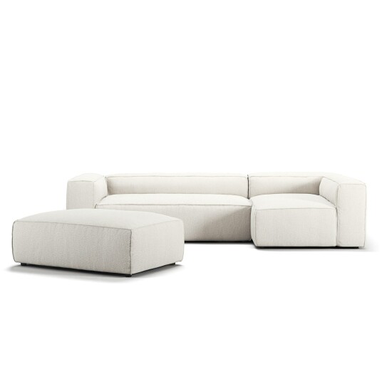 Decotique Grand 4 Seter Sofa Divan Høyre åpent endestykke med Fotskammel Steam White