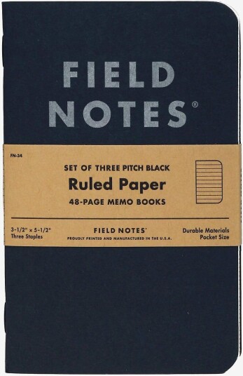 Field Notes Pitch Black Memo 3-Pakk Ruled