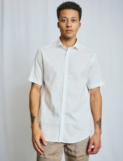 Bruun & Stengade Bs Hauger Casual Modern Fit Shirt - White - S