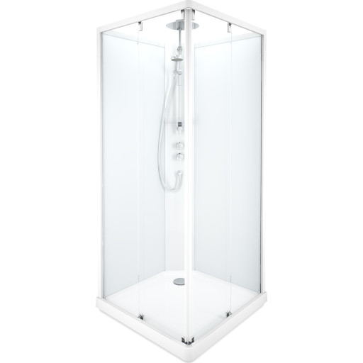 Contura Showerama Comfort dusjkabinett, 90x90 cm, hvit profil, frostet glass