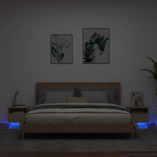  Nattbord med LED 2 stk sonoma eik 40x39x37 cm 8721012253872