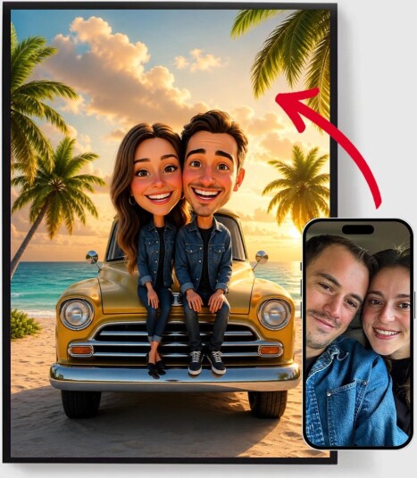 Personalisert Plakat 3D Karikatur på Cuba Portrett AI Plakat