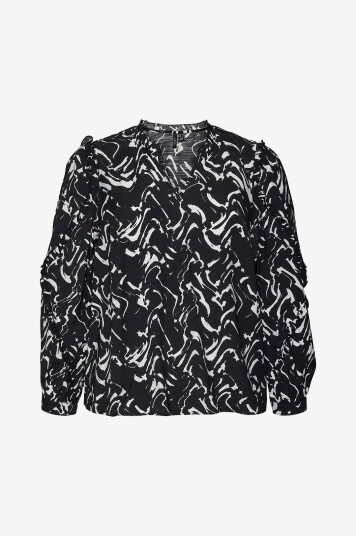 Vero Moda Curve - Bluse vmccia LS Top Wvn Cur - Svart