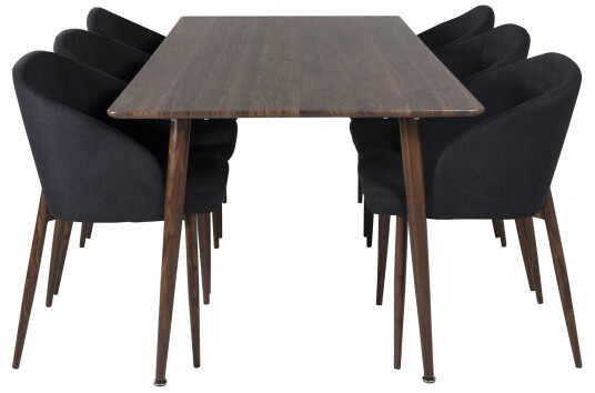 Venture Design Polar & Arch spisegruppe Brun/svart 6 st stoler & bord 180 x 90 cm