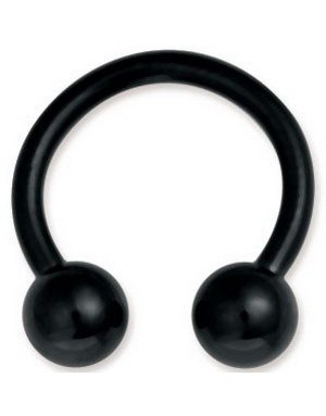 Rund Svart Øyenbrynspiercing med Runde Kuler Strl 1.6 x 8 med 4 mm kule