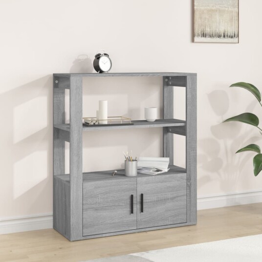 vidaXL Skjenk grå sonoma 80x30x90 cm konstruert tre vidaXL Skjenk grå sonoma 80x30x90 cm konstruert tre