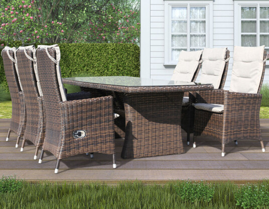 Holiday Spisegruppe 200 Cm M/6 Reclinere I Chocolate