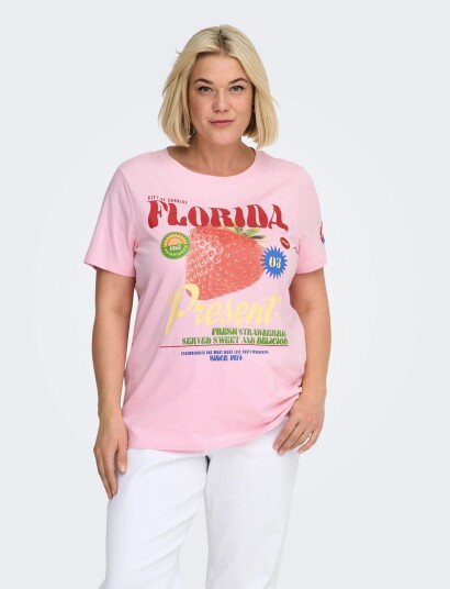 ONLY Carmakoma Carbolette Life Reg S/S Top Box Jrs Pink 42 44