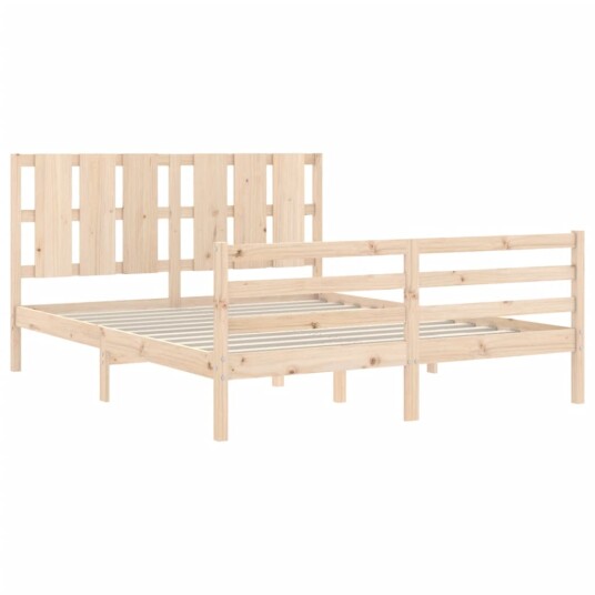 vidaXL Sengeramme med hodegavl 5FT King Size heltre