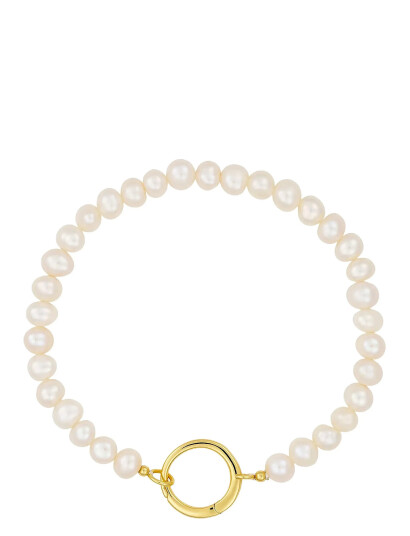 DESIGN LETTERS Pearl Charm Lock Chain Bracelet Gold Plated |Guld |5 MM