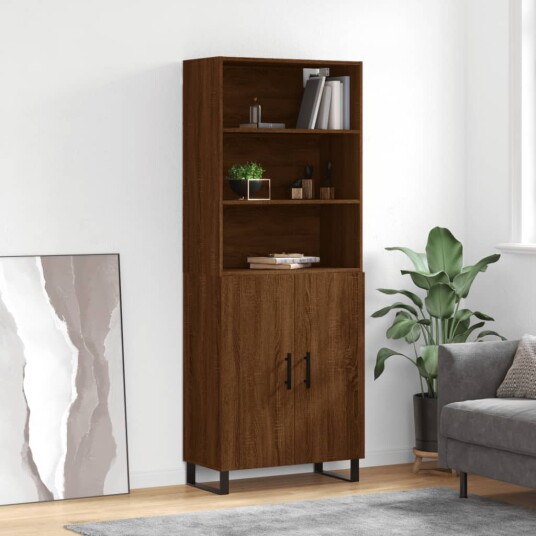 vidaXL Highboard brun eik 69,5x34x180 cm konstruert tre 8720845926519
