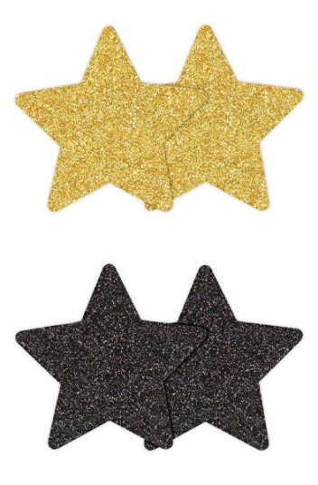 Pretty Pasties Glitter Stars Black Gold 2 Pair Pretty Pasties Glitter Stars Black Gold 2 Pair