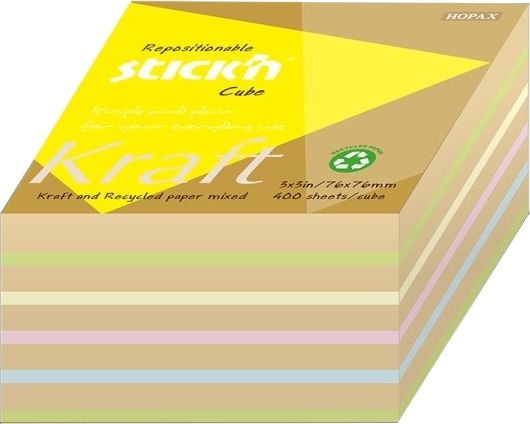 Noteskub Kraft 76X76 400 Blad Assorterat Pastel 100 % Genbrugt