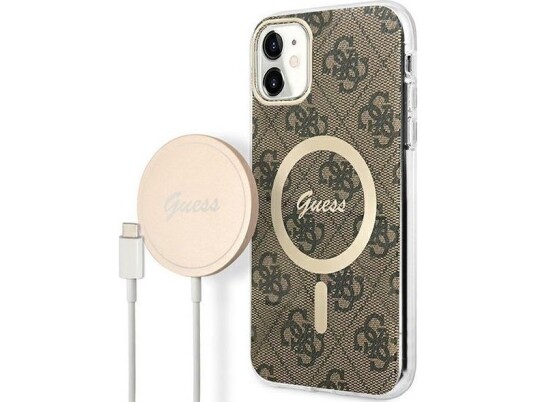 Guess-Lader Guess-Etui + Trådløs Lader Gubpn61h4eacsw Apple Iphone 11 Brun/Brunt Hardt Etui 4G Print Magsafe Guess-Lader Guess-Etui + Trådløs Lader Gubpn61h4eacsw Apple Iphone 11 Brun/Brunt Hardt Etui 4G Print Magsafe