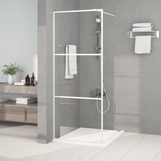 vidaXL Dusjvegg hvit 80x195 cm klart ESG-GLASS