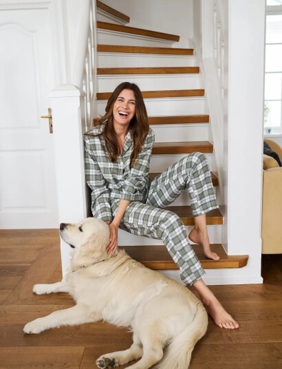 Missya Check Flannel Pyjamas - Green - XS