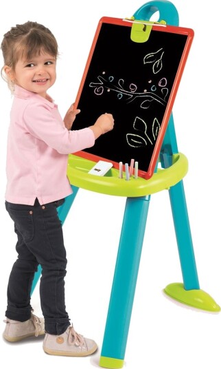 Smoby 2-i-1 tavle kritt-tavle og magnetisk whiteboard 105 cm høy