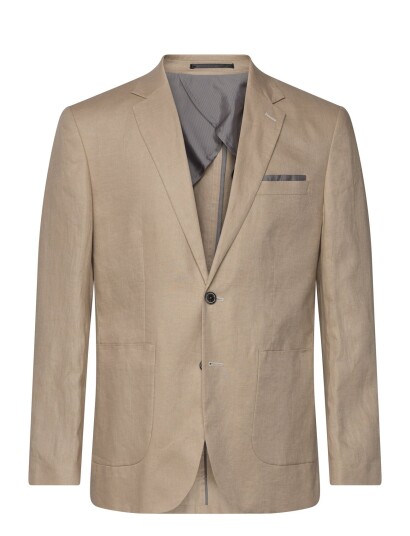 Lindbergh Black Half Lined Linen Blazer   Beige   46