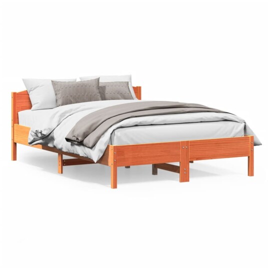  Sengeramme med hodegavl voksbrun 140x200 cm heltre furu 8721012427877