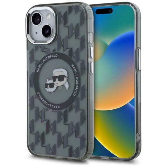 Karl Lagerfeld iPhone 15 Plus 6,7" Head MagSafe Svart Monogram Mobildeksel