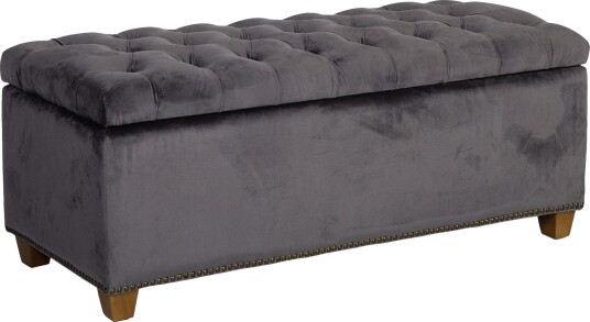 Fotskammel HOLMES VELVET med oppbevaring 112x46xH47