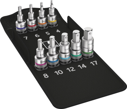 Wera 8740 C HF Bitshylsesett 9 Deler 1/2" Metrisk med Tekstilfutteral