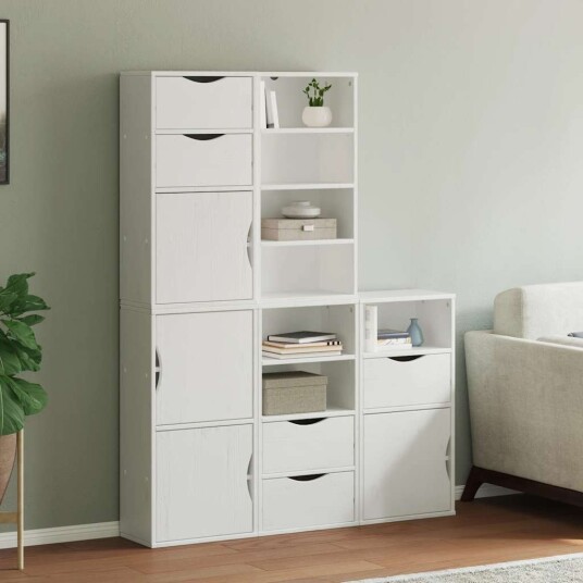 Sideskap 5 stk ODDA hvit 40x24x79 cm heltre furu