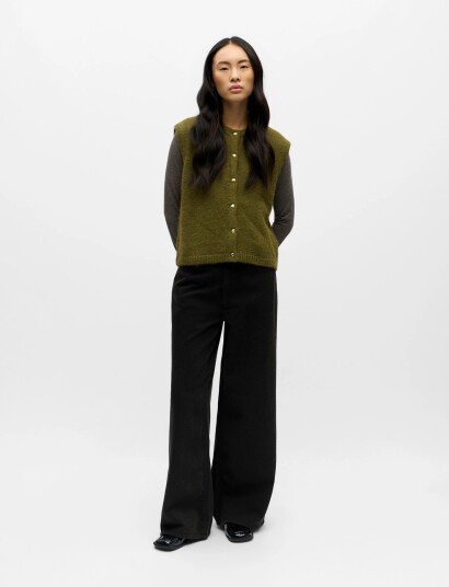 Object Objsaggia Re Knit Vest Cardigan Noos Khaki green XS Object Objsaggia Re Knit Vest Cardigan Noos Khaki green XS
