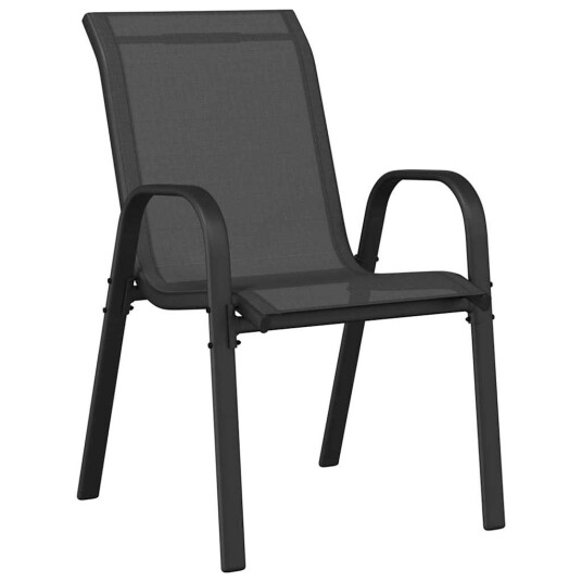 vidaXL Stablebare hagestoler 6 stk svart textilene-stoff vidaXL Stablebare hagestoler 6 stk svart textilene-stoff