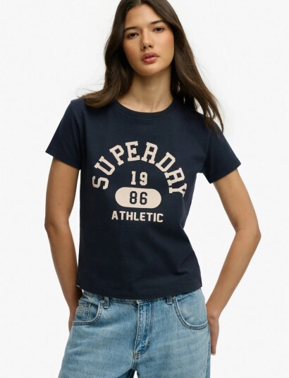 Superdry Ath Graphic Fitted Tee Navy 38 Superdry Ath Graphic Fitted Tee Navy 38