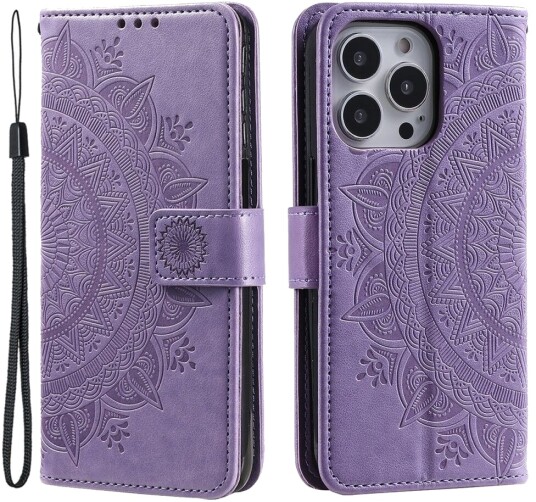 Trolsk Lommebokdeksel Mandala med Stropp (iPhone 16 Pro) Lilla