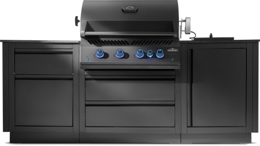 Oasis Compact utekjøkken med 700 32" svart gassgrill med infrarød sidebrenner