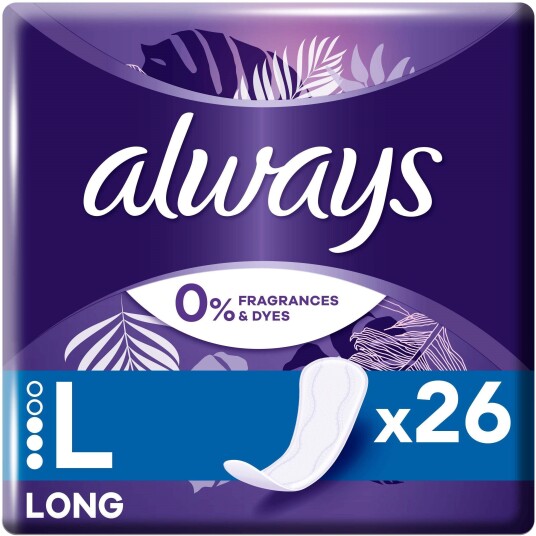 Always Daily Protect Long Panty Liners 0% Fragrances & Dye Always Daily Protect Long Panty Liners 0% Fragrances & Dye