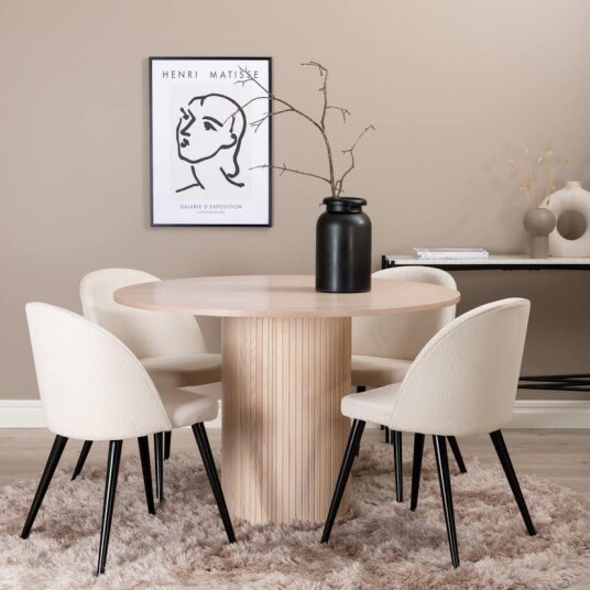 Venture Home Spisegruppe Venture Home Bianca Rund Benhvit med 4 Valentina Stoler GR22210